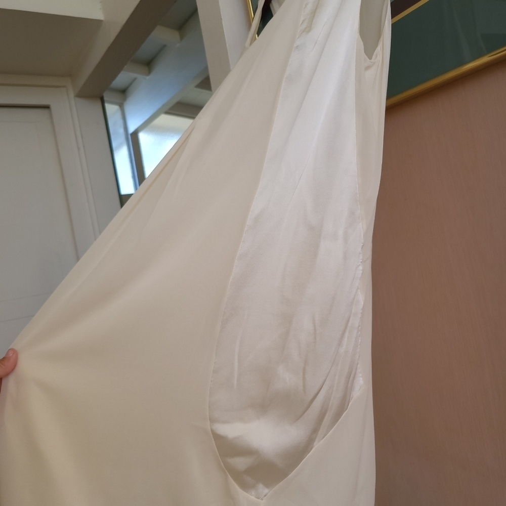Silk Cream Chemise Dress with Lightweight Fabric under - Picture 9 of 12
